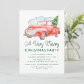 水色ヴィンテージピックアップトラッククリスマスパーティー 招待状 (スタンド正面)