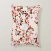 水色ヴィンテージフローラシームレスパターン、茶色 アクセントクッション (裏面(縦))