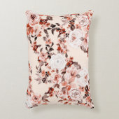 水色ヴィンテージフローラシームレスパターン、茶色 アクセントクッション (正面(垂直))