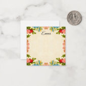 水色ヴィンテージフローラ枠ミニマルスタイリッシュト ノートカード (正面/裏面インサイチュ)