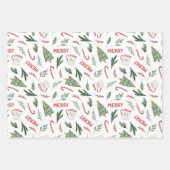 水色ヴィンテージレッドカークリスマスツリー ラッピングペーパーシート (正面2)