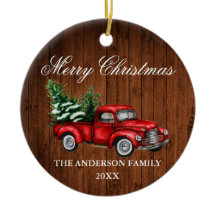 水色ヴィンテージレッドトラックウッドクリスマス