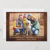 水色ヴィンテージレッドトラックウッドフォトクリスマス シーズンカード (裏面)