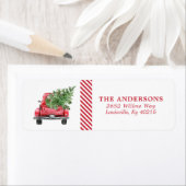 水色ヴィンテージレッドトラッククリスマスアドレス ラベル (インサイチュ)