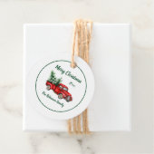 水色ヴィンテージレッドトラッククリスマスパーティー フェイバータグ (インサイチュ)