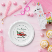 水色ヴィンテージレッドトラッククリスマスパーティー ペーパープレート (パーティー)