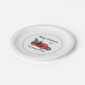 水色ヴィンテージレッドトラッククリスマスパーティー ペーパープレート (アングル)