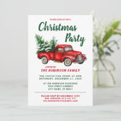 水色ヴィンテージレッドトラッククリスマスパーティー 招待状 (スタンド正面)