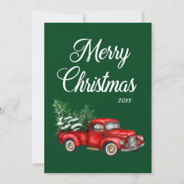 水色ヴィンテージレッドトラックメリークリスマスイヤー シーズンカード