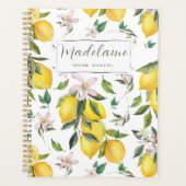 水色ヴィンテージレモンと緑 プランナー手帳 (正面)