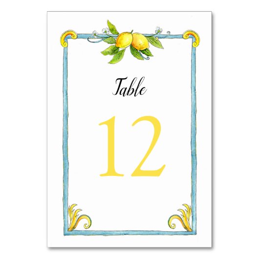 水色ヴィンテージレモ結婚ンスのテーブル番号 テーブルナンバー (正面)