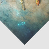 水色ヴィンテージ海事フローラ船の舵 薄葉紙 (詳細)