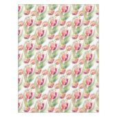 水色ヴィンテージ赤チューリップメドーイースター テーブルクロス (正面)