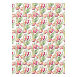 水色ヴィンテージ赤チューリップメドーイースター テーブルクロス