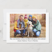 水色ヴィンテージ赤トラック格子写真クリスマス シーズンカード (裏面)