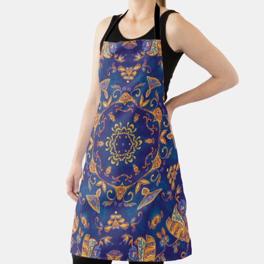 水色万華鏡のように千変万化するパターンマンダラオリエンタルデザイン。 エプロン (インサイチュ)