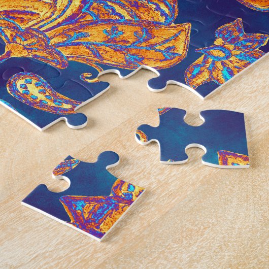 水色万華鏡のように千変万化するパターンマンダラオリエンタルデザイン。 ジグソーパズル (側面)