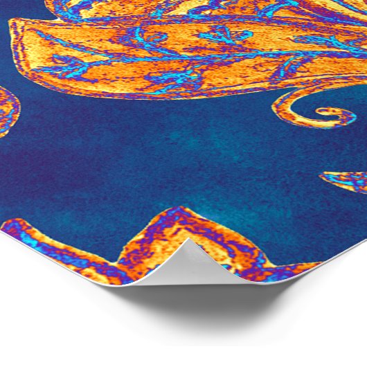 水色万華鏡のように千変万化するパターンマンダラオリエンタルデザイン。 ポスター (角)