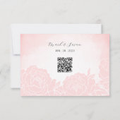 水色中国の牡丹ウェディングRSVPとQRコード (裏面)