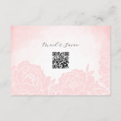 水色中国の牡丹ウェディングRSVPとQRコード (裏面)