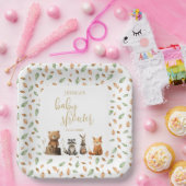 水色中性ウッドランド動物の赤ちゃんシャワー ペーパープレート (パーティー)