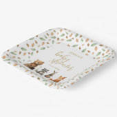 水色中性ウッドランド動物の赤ちゃんシャワー ペーパープレート (傾斜あり)