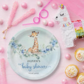 水色人気があるキリン青い花サファサファリ ペーパープレート (パーティー)