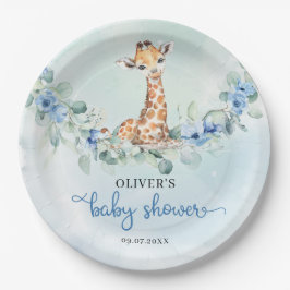 水色人気があるキリン青い花サファサファリ ペーパープレート