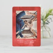 水色勇壮なポピーモダンクリスマスカード 招待状 (スタンド正面)