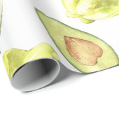 水色可食性エキゾチック果実モノグラム模様 ラッピングペーパー (ロールコーナー)