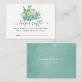 水色多肉乳児シャワーおむつラッフル エンクロージャーカード (正面/裏面)