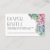 水色多肉乳児シャワーおむつラッフル エンクロージャーカード (正面)