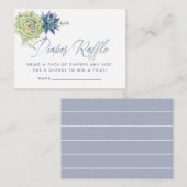 水色多肉乳児シャワーおむつラッフル エンクロージャーカード (正面/裏面)