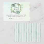 水色多肉乳児シャワーおむつラッフル エンクロージャーカード (正面/裏面)