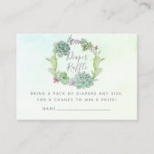 水色多肉乳児シャワーおむつラッフル エンクロージャーカード (正面)