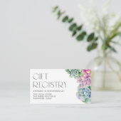 水色多肉乳児シャワーギフトレジストリ エンクロージャーカード (スタンド正面)