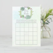 水色多肉乳児シャワーベビービンゴ 招待状 (スタンド正面)