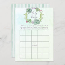 水色多肉乳児シャワーベビービンゴ