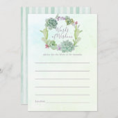 水色多肉乳児シャワーママアドバイス アドバイスカード (正面/裏面)