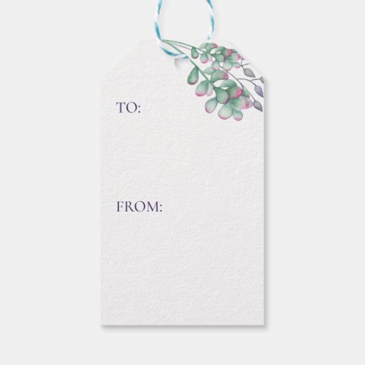 水色多肉性サボテンの庭ありがとう好意 ギフトタグ (裏面)