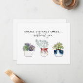 水色多肉性サボテンの社会的距離 ノートカード (正面/裏面インサイチュ)