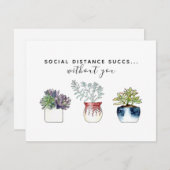 水色多肉性サボテンの社会的距離 ノートカード (正面/裏面)