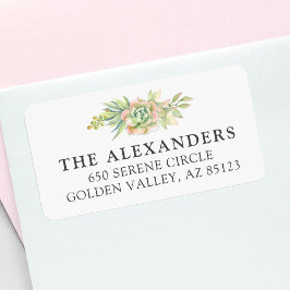 水色多肉性サボテン大差出人住所 ラベル