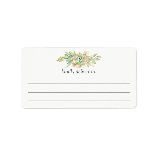 水色多肉性サボテン大書型アドレス ラベル (正面)