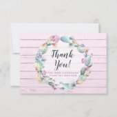 水色多肉性サボテン素朴サンキューカード 招待状 (正面)