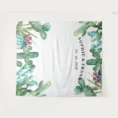 水色多肉性サボテン結婚の背景 タペストリー (正面(横))