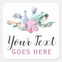 水色多肉性サボテン スクエアシール