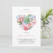 水色多肉性フローラハートブライダル茶パーティー 招待状 (スタンド正面)
