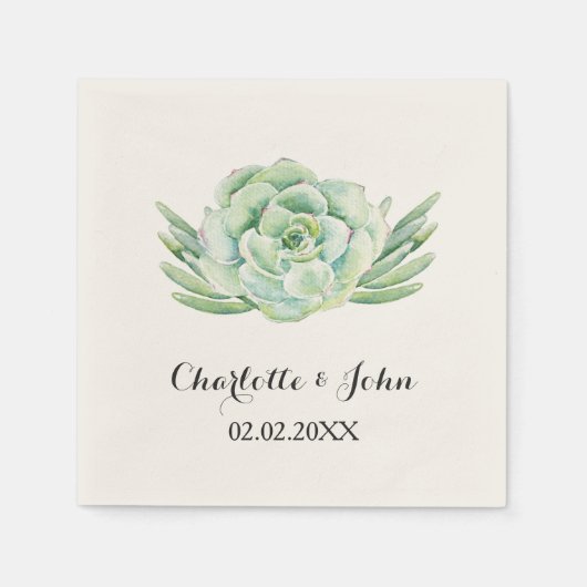水色多肉性フローラ結婚ナプキン (正面)