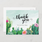 水色多肉性ブライダルシャワーフラットサンキュービシャーン ポストカード (正面/裏面)